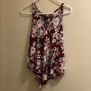 Floral Burgundy Sleeveless Top